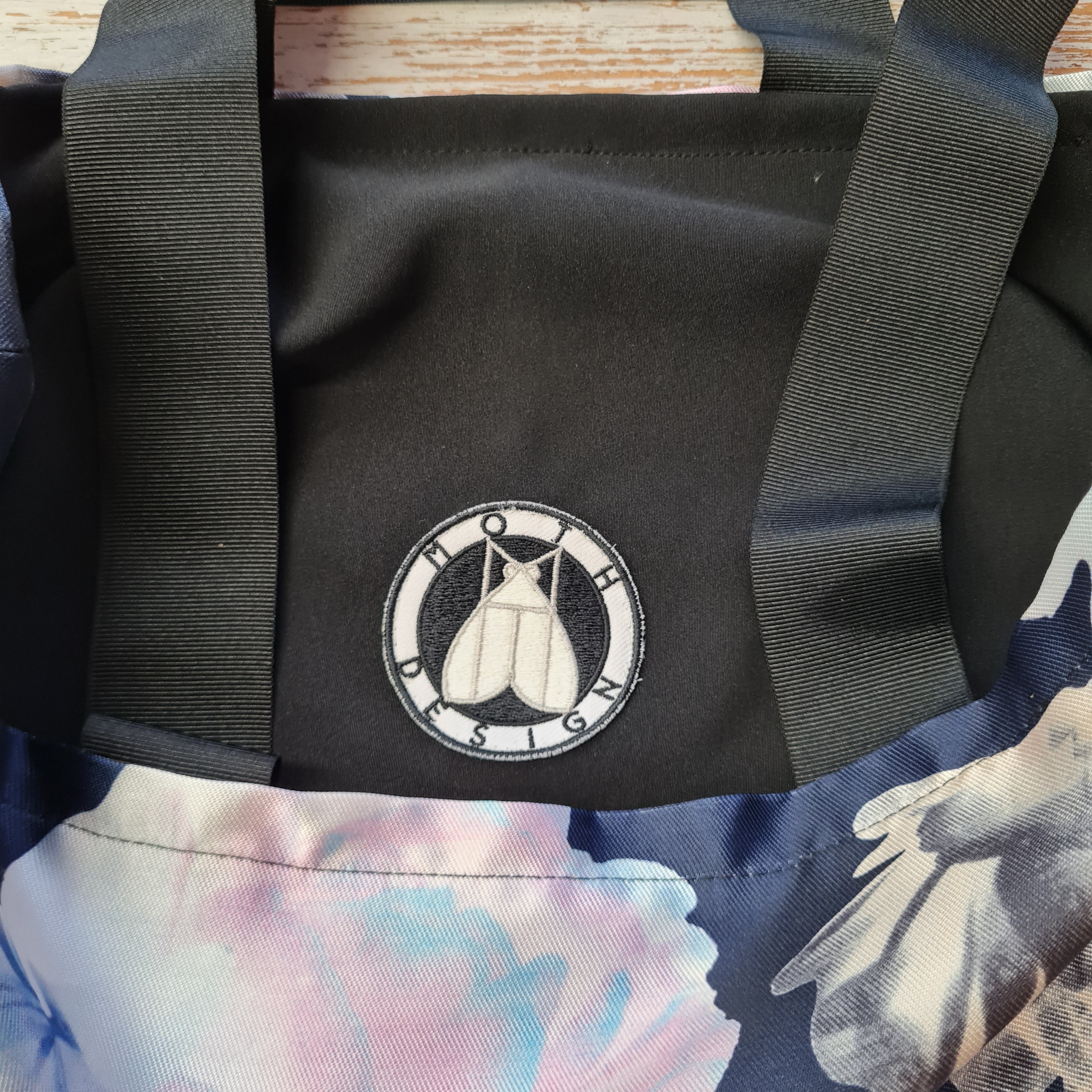 Mothdesign - Navy & Pink Floral Upcycled Tote Bag