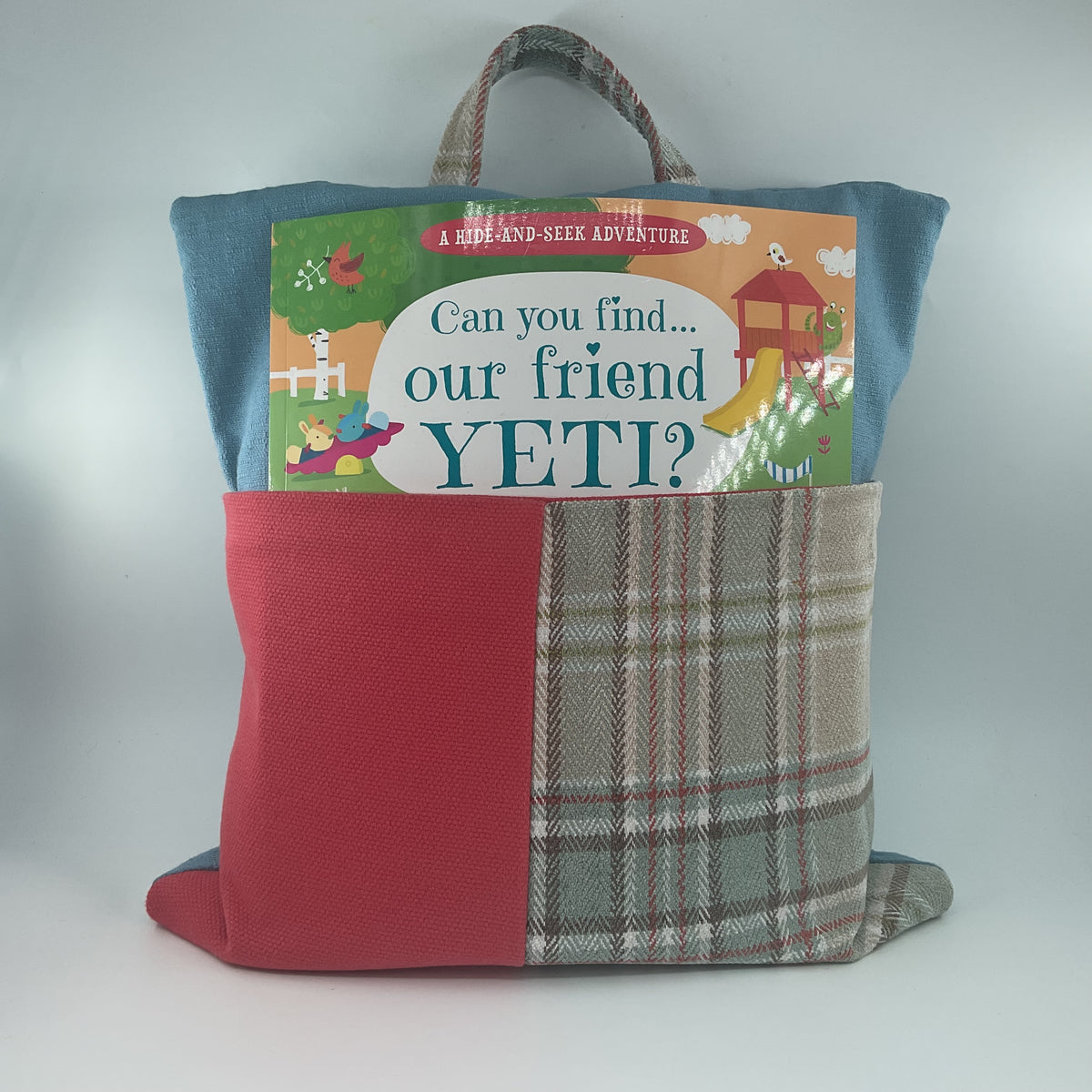 The Sewn Story - Reading Cushion - Red, Blue and Tartan
