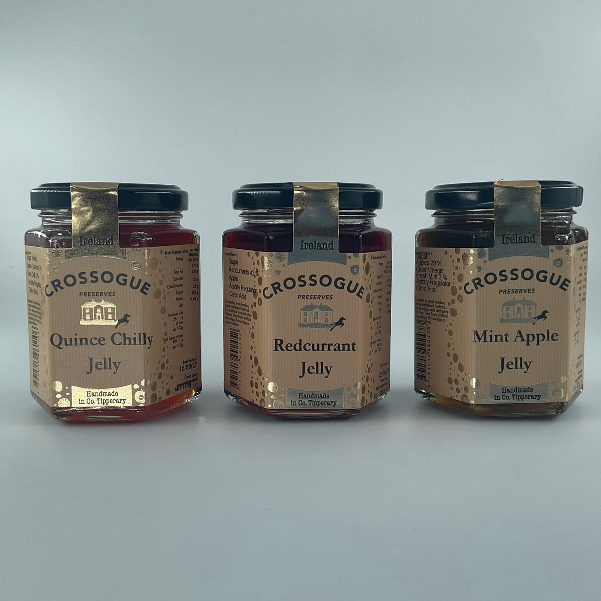 Crossogue - Gift Pack Trio - Quince Chilly Jelly & Redcurrant  Jelly, Mint Apple Jelly