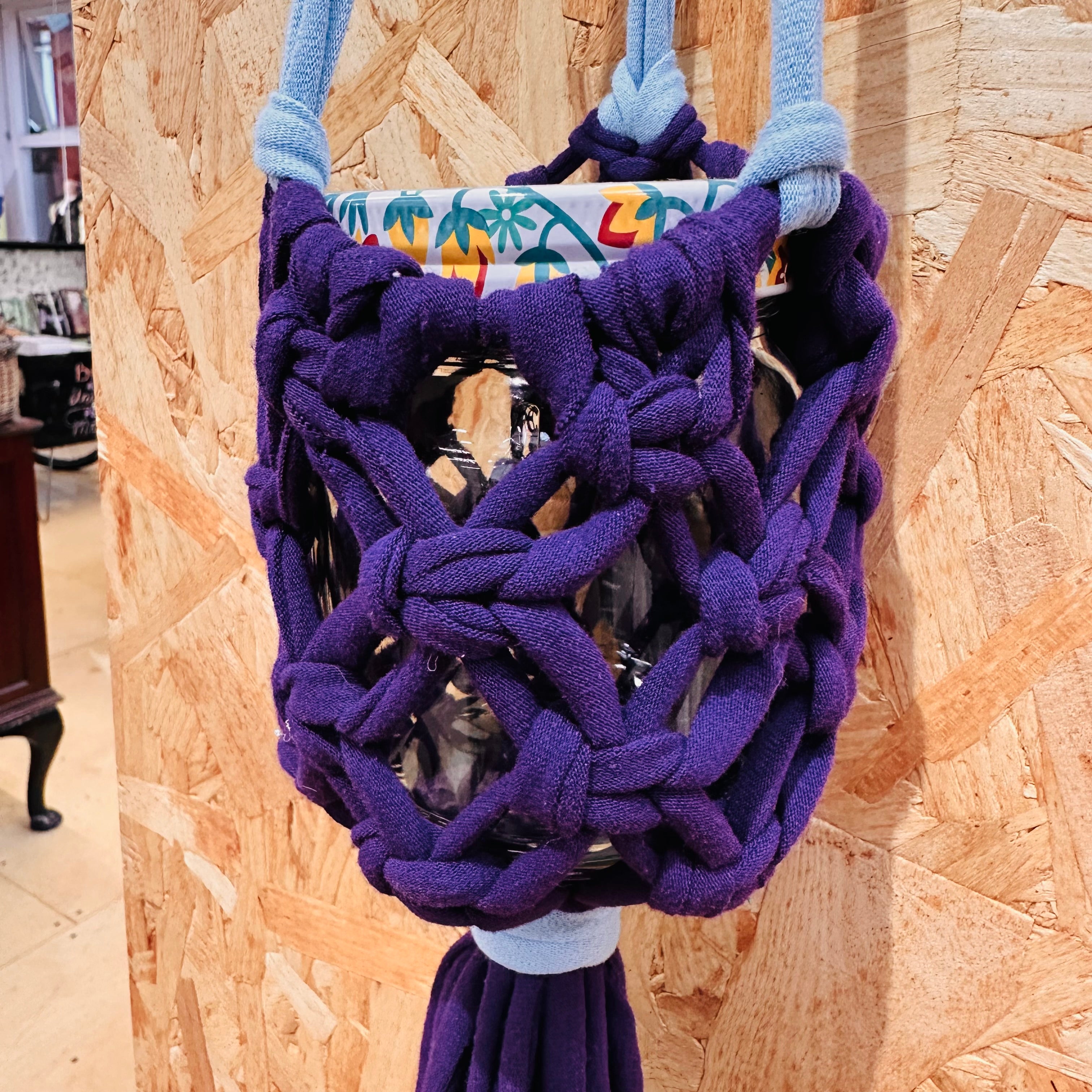 Eco Store - T-shirt Yarn Macrame Jar Holder