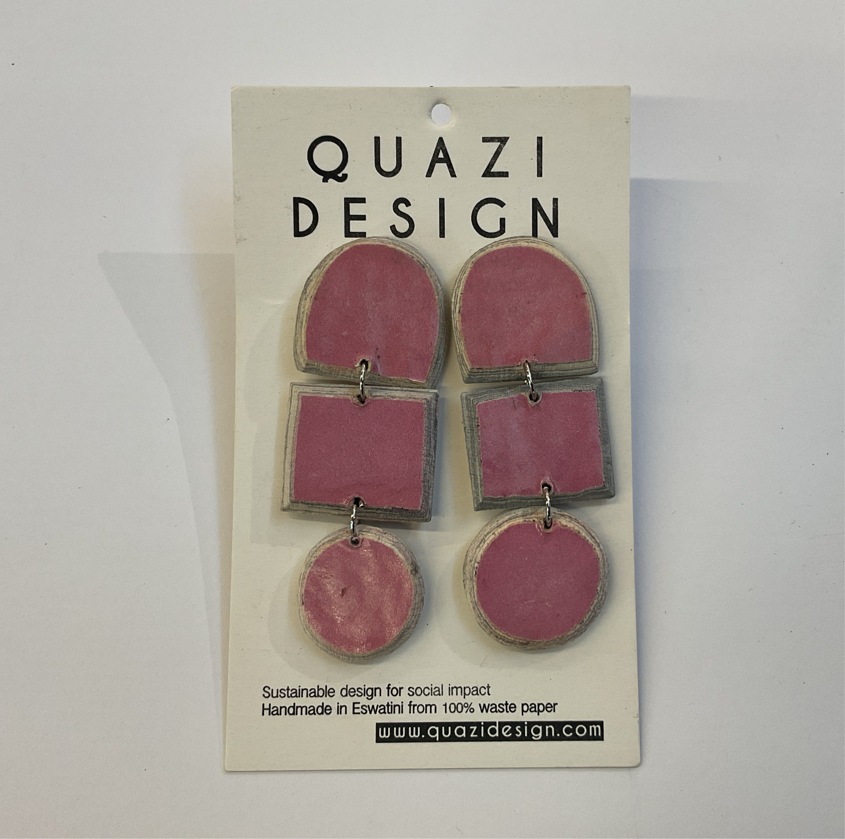 Quazi Design - Pink Paper Drop Earrings
