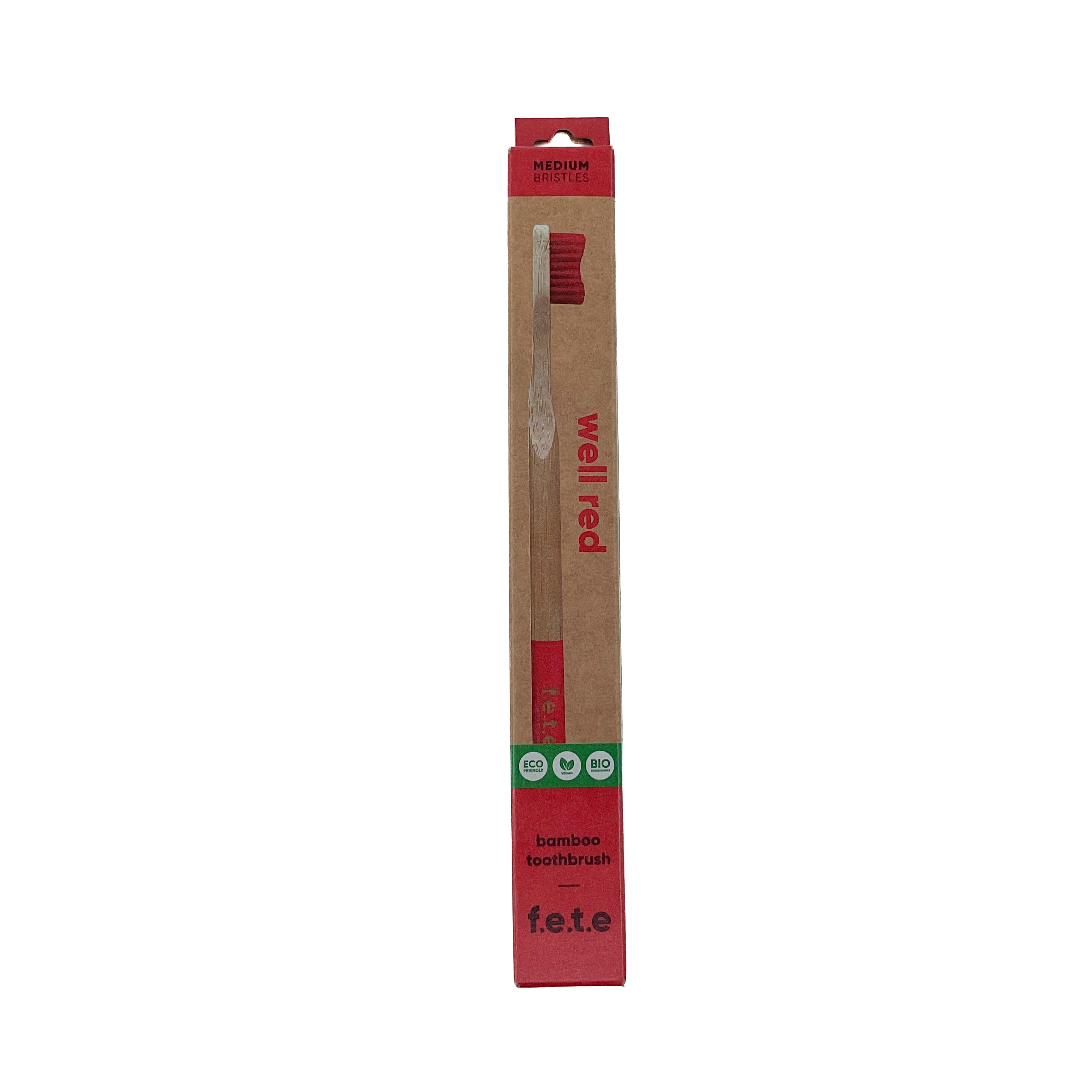 F.E.T.E - Well Red Bamboo Toothbrush - Medium