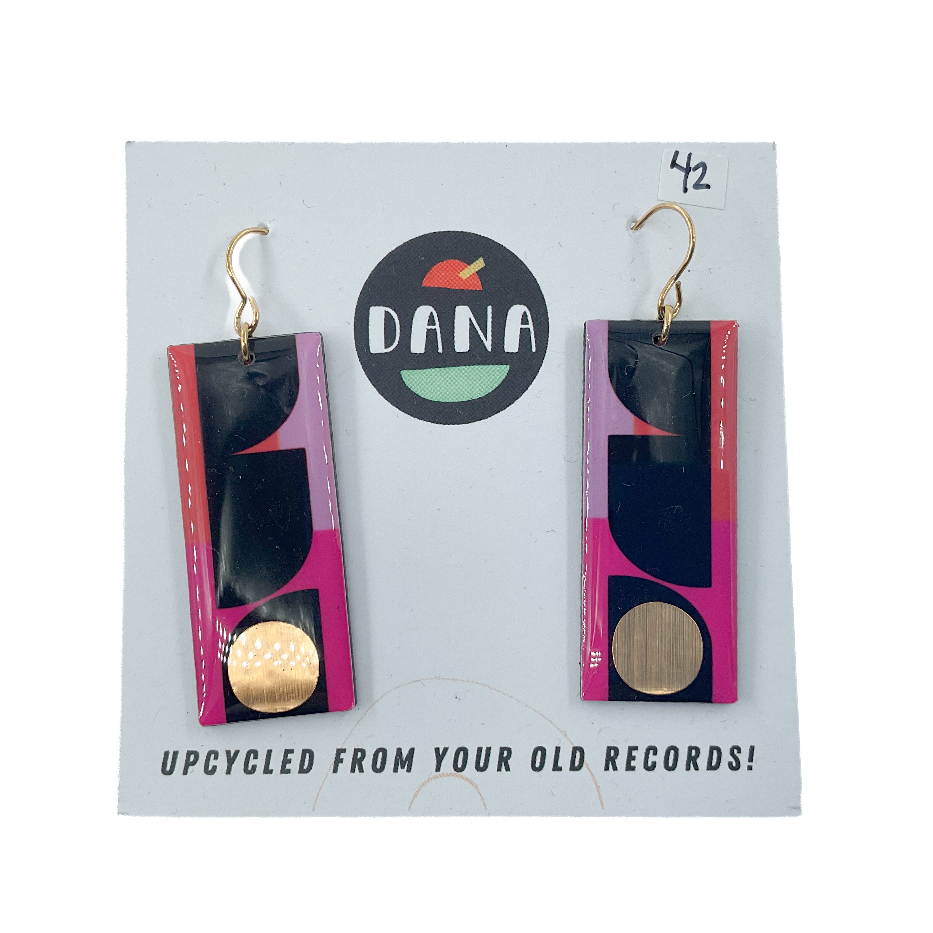 DANA Jewellery - Vinyl Record Rectangular Multicolour Earrings