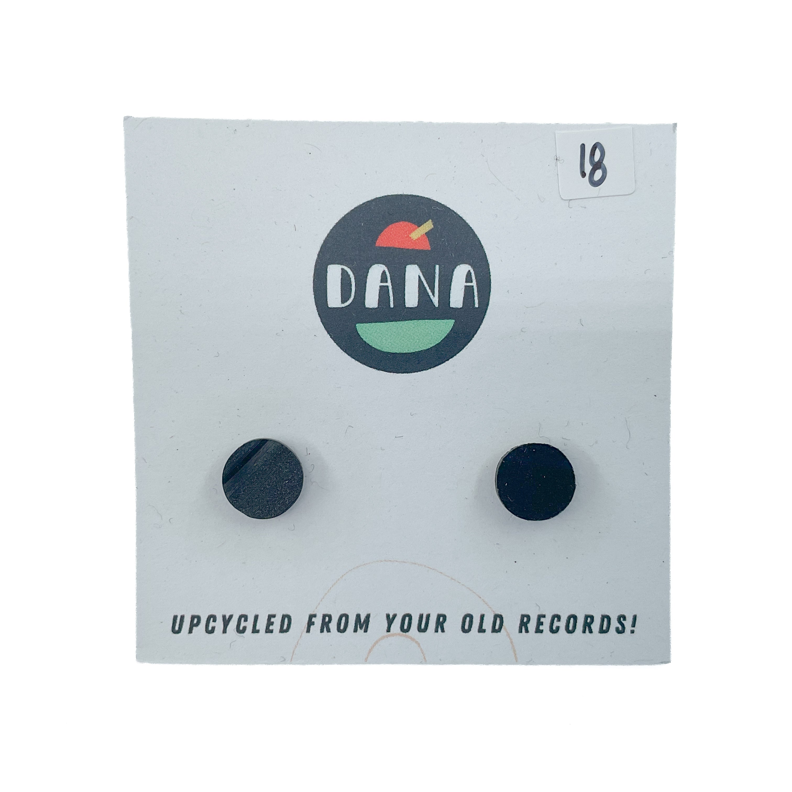 DANA Jewellery - Vinyl Record Earrings - Black Round Studs