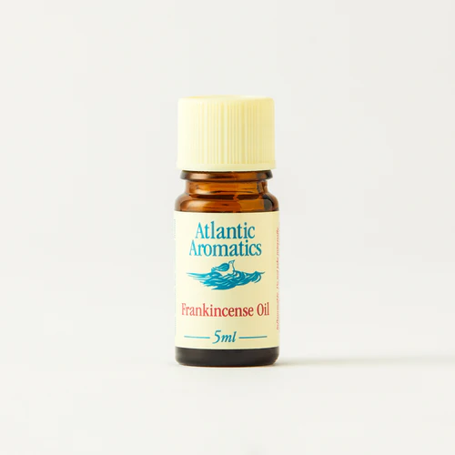 Bottle of Atlantic Aromatics Frankincense Oil on a white background