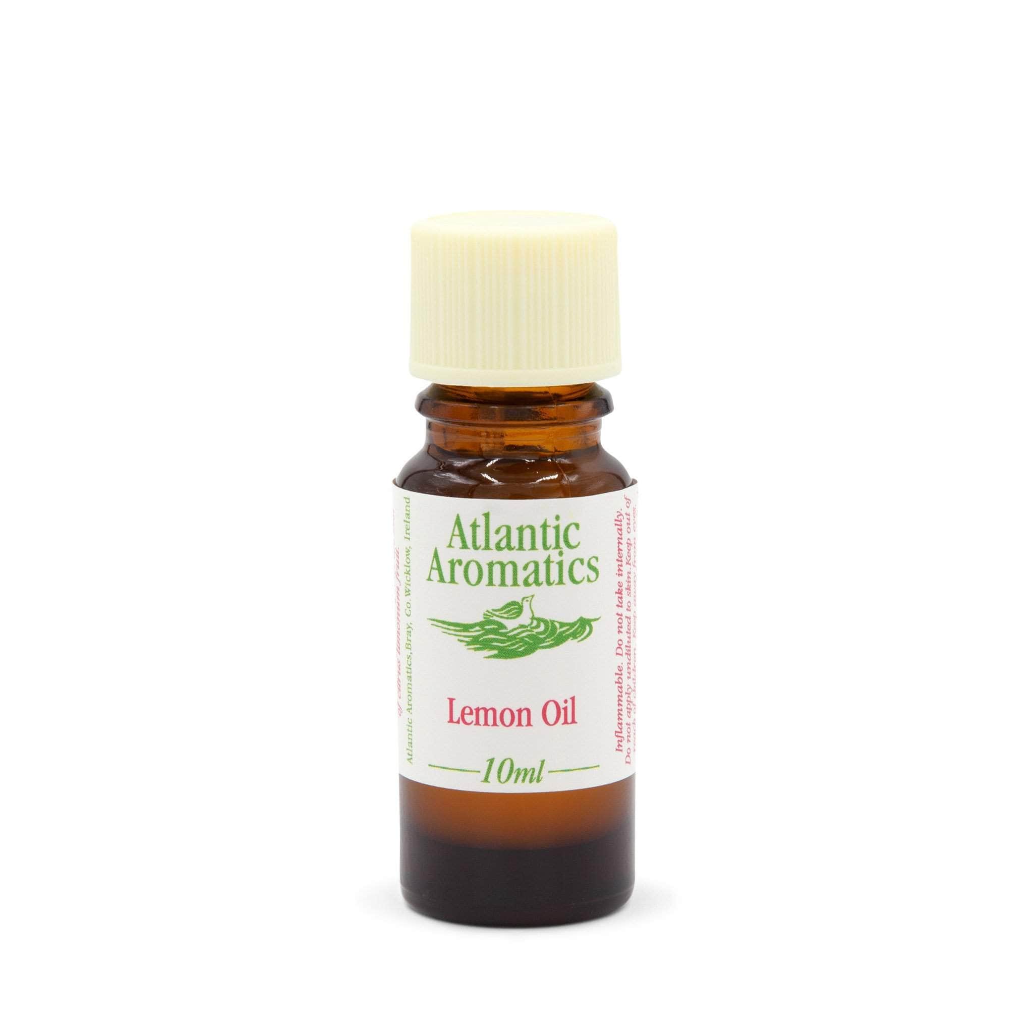Bottle of Atlantic Aromatics Lemon Oil on a white background