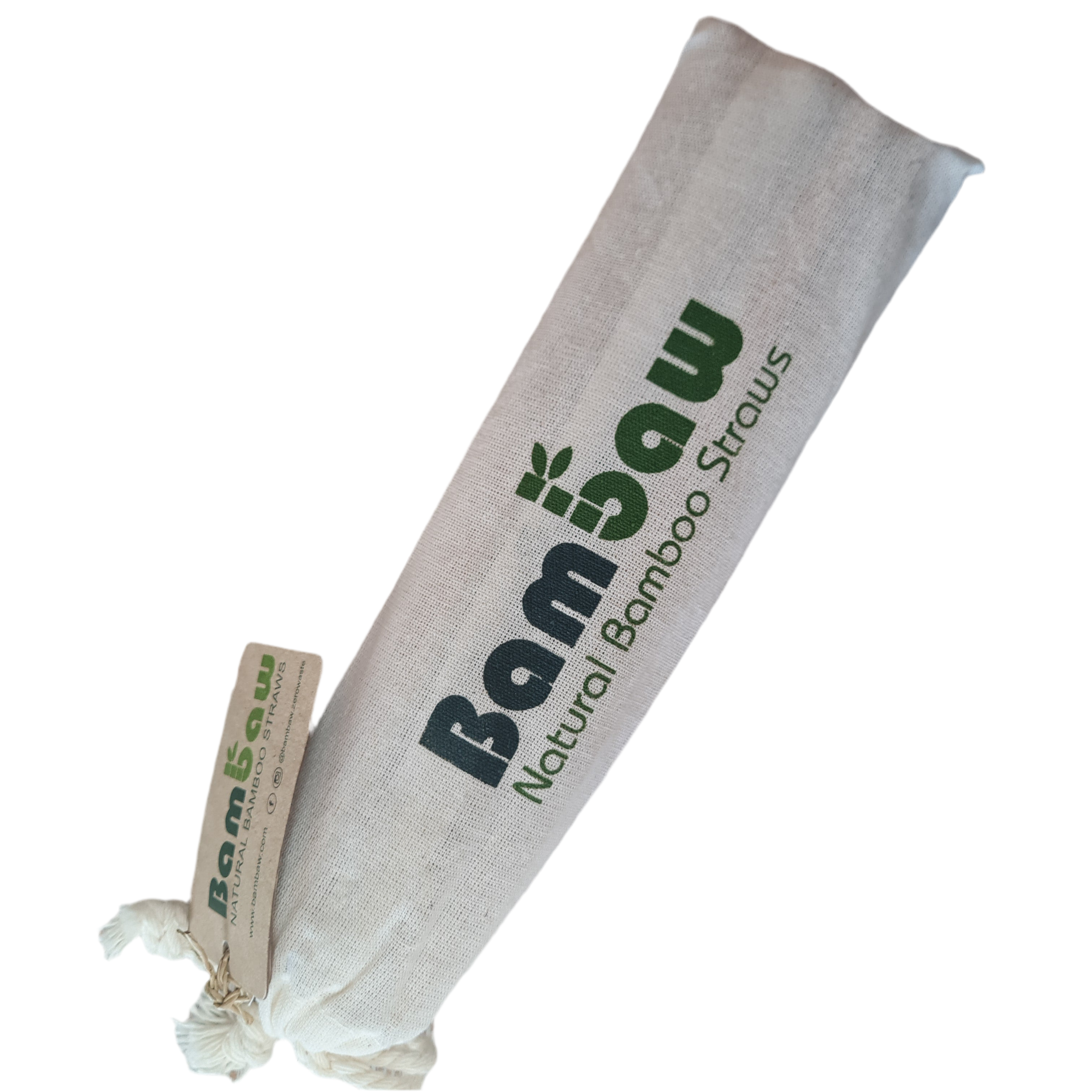Bambaw - Natural Bamboo Straws with Cotton Carry Bag (12 Pack x 22cm)