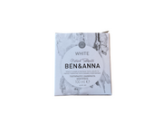 A box of Ben & Anna White Natural Toothpaste in a cardboard packaging with a white and grey color scheme.