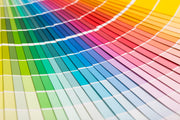 Color swatch chart with a wide range of colors