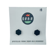 DANA Jewellery - Vinyl Record Earrings - Black Hexigon Studs