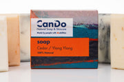 Cando soap bar with packaging on a white background