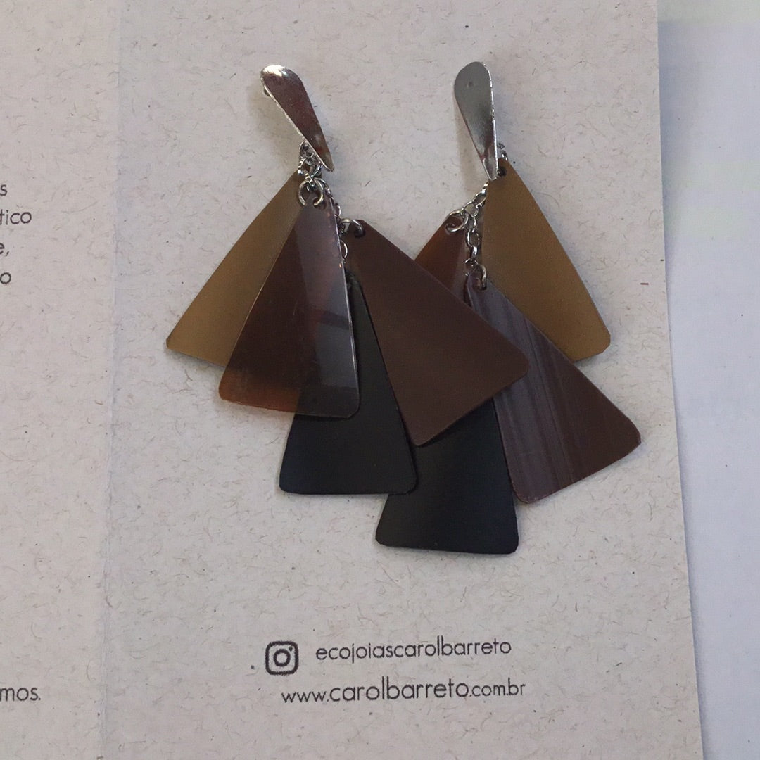 shampoo bottle earrings in shades of brown