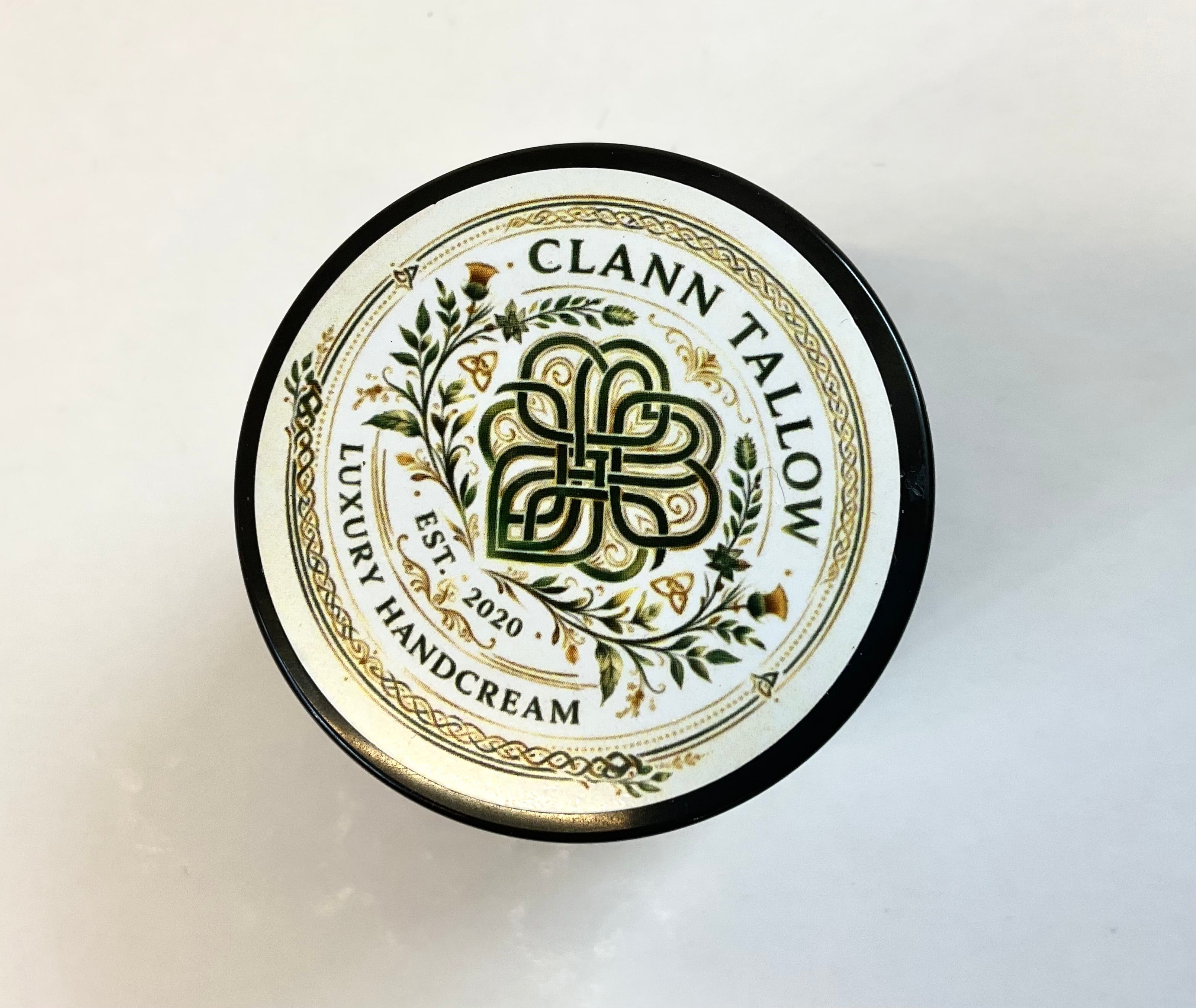 Clann Tallow luxury hand cream container on a white background