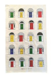 Pattern of colorful doors on a textured background