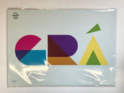 Colorful geometric design on a white background