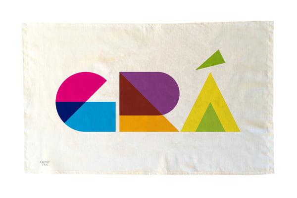 Colorful geometric design on a white background