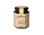Jar of Crossogue Cranberry & Port Sauce on a white background