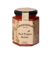 Jar of Crossogue Red Pepper Relish on a white background