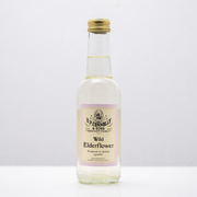 A picture of wild elderflower juice in a glass bottle from D.P Conolly