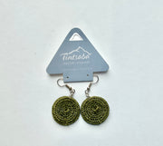 Tintsaba - Woven Sisal Drop Green Earrings
