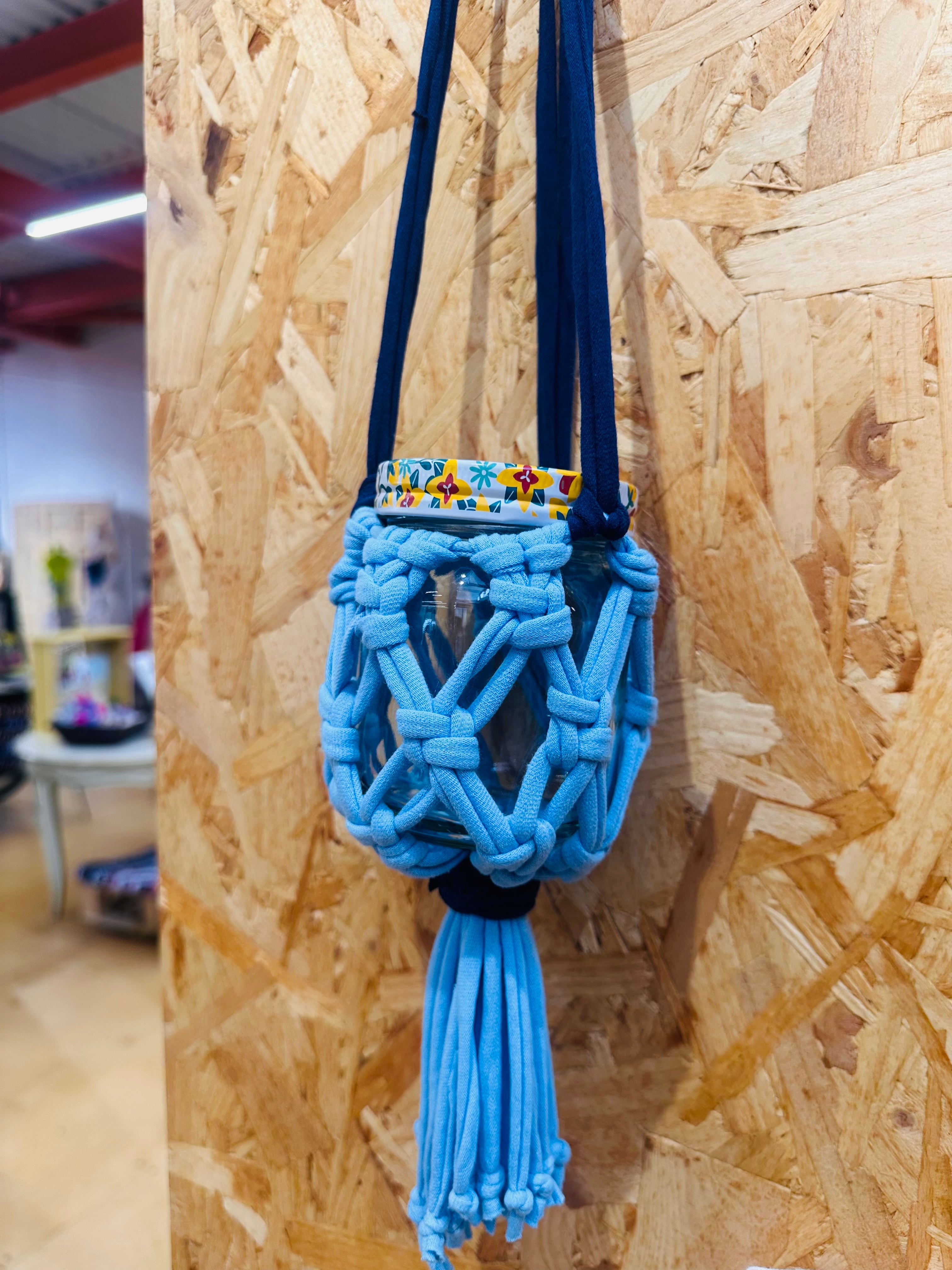 Eco Store - T-shirt Yarn Macrame Jar Holder