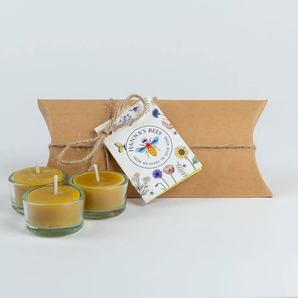 Hanna's Beeswax Candle Tealight with Glass Holder