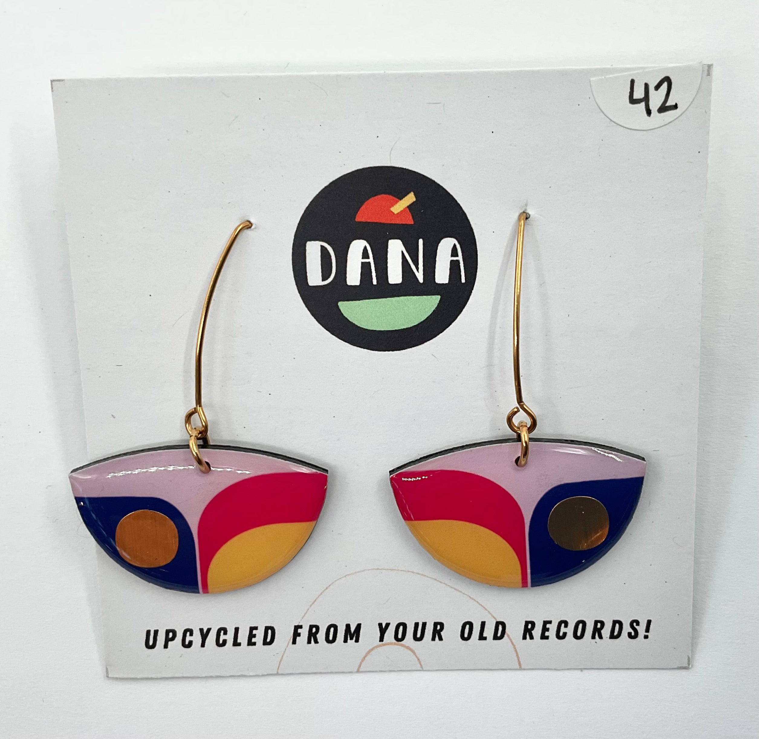 DANA Jewellery - Vinyl Record Earrings - Bea Pink, Blue, Yellow