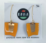 DANA Jewellery - Vinyl Record Earrings - Connie Yellow/Orange and Bronze