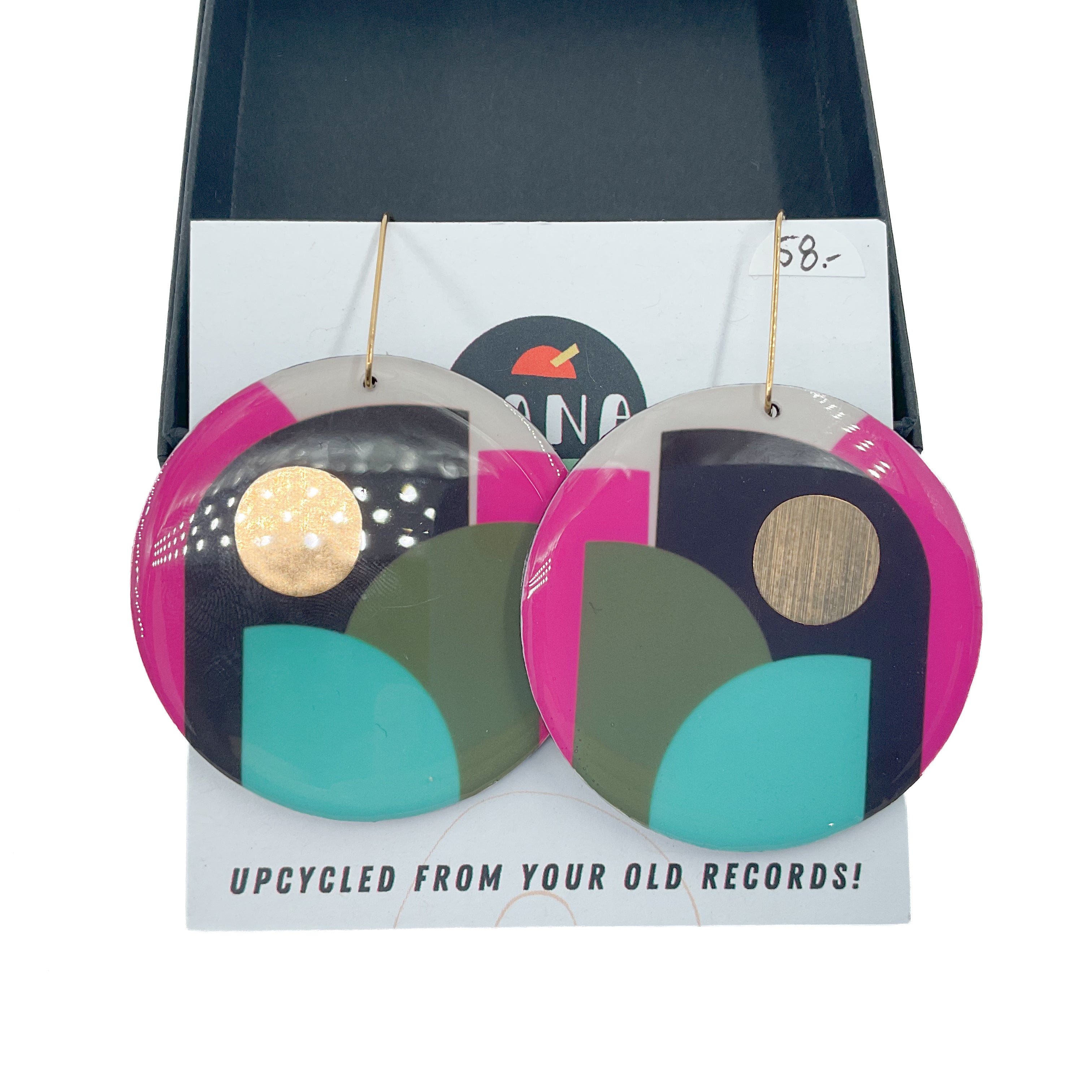 DANA Jewellery - Vinyl Record Disc Earrings - Cleo Multicolour