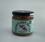 Jar of Harry's Nut Butter Hazelnut & Cacao on a gray background