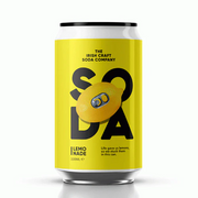 Yellow can with black text and lemon graphic on a white background
