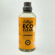 A bottle of Lilly's Eco Clean Non Bio Laundry Detergent with orange and chamomile scent.
