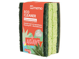 Memo eco cleaner with a green sponge on a white background