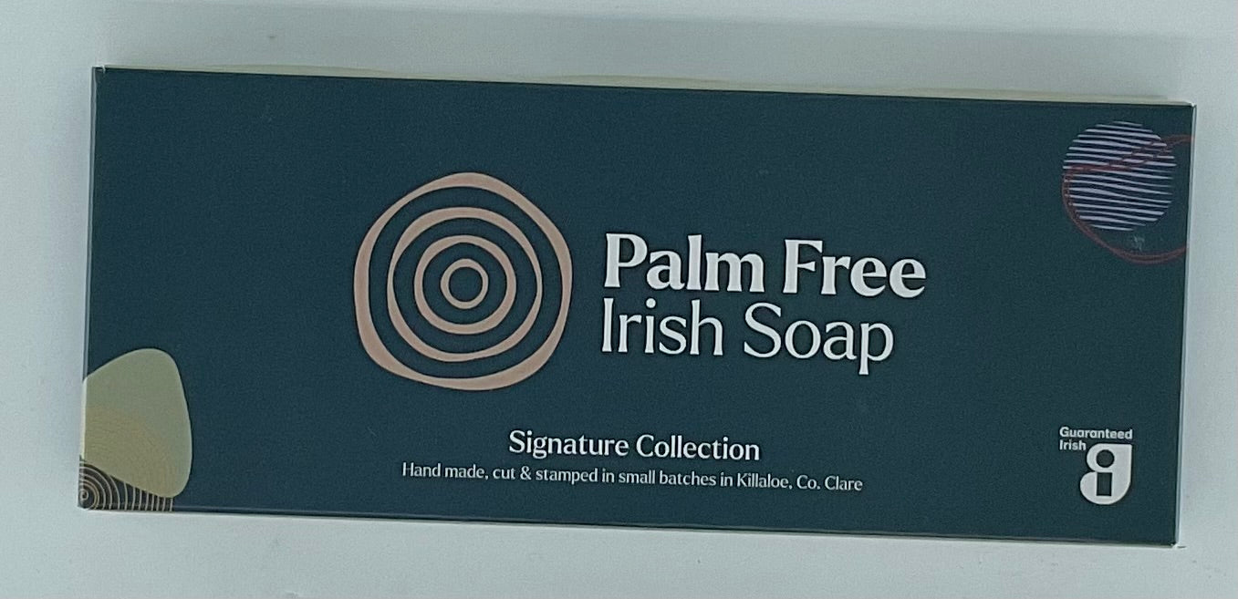 Box of Palm Free Irish Soap on a white background