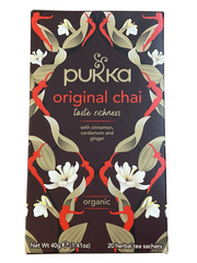 Pukka Original Chai tea box with floral design on a white background