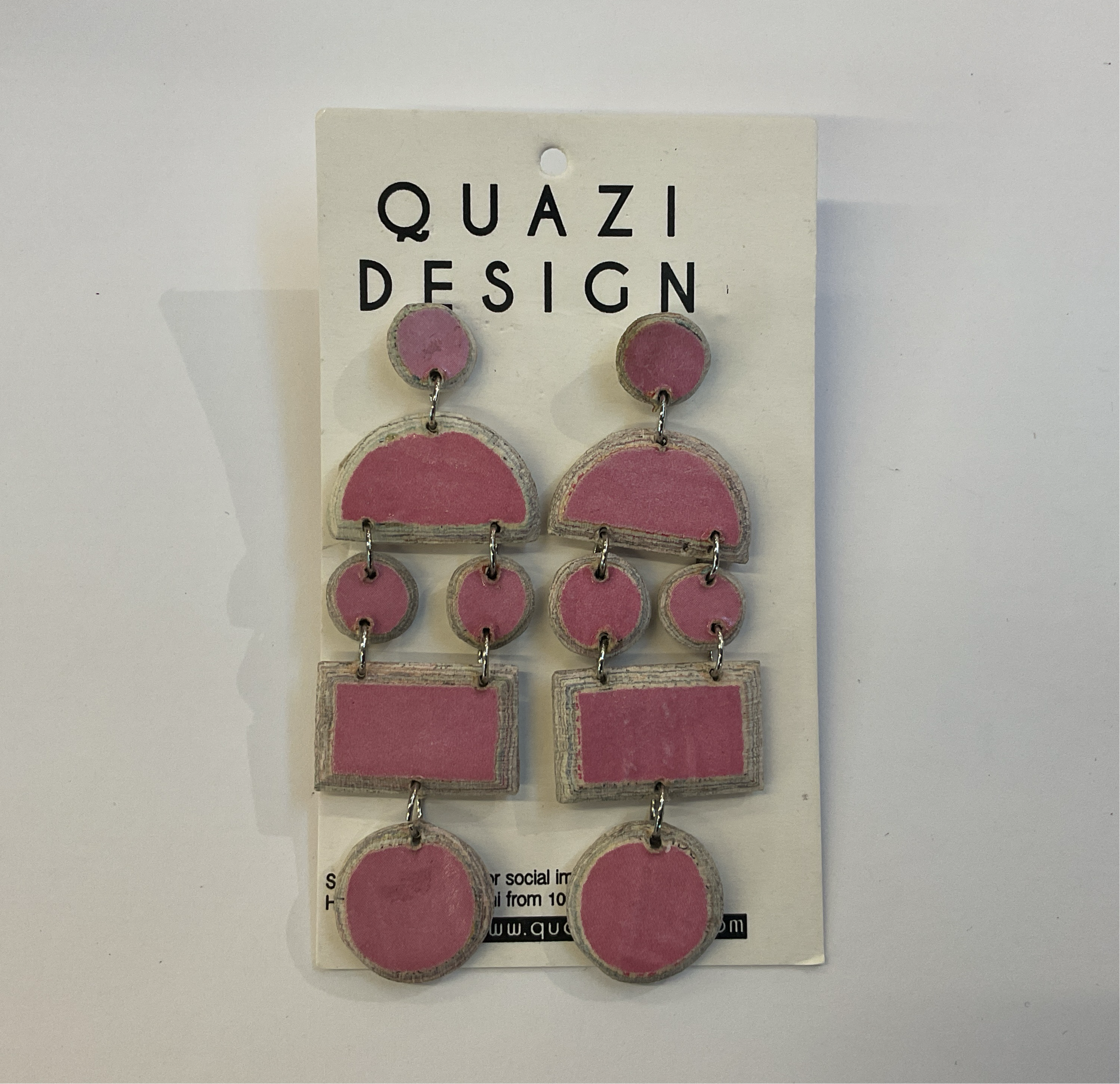 Pink Paper Drop Earrings in geometric shapes