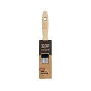 Paint brush with wooden handle and packaging labeled 'Two Fussy Blakes' on a white background
