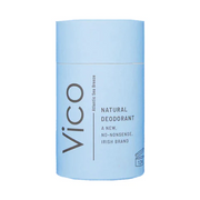 Vico natural deodorant stick in light blue packaging on a white background