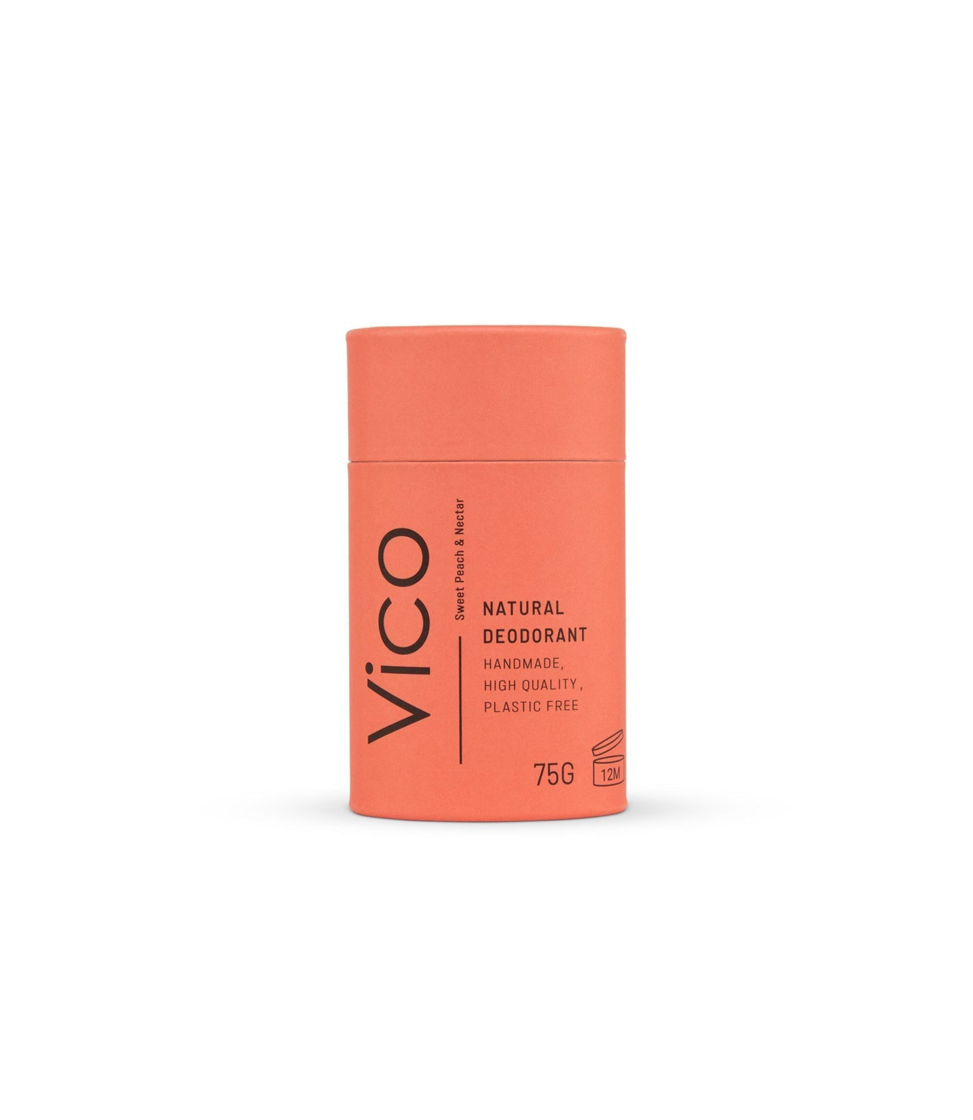 Vico natural deodorant stick on a white background